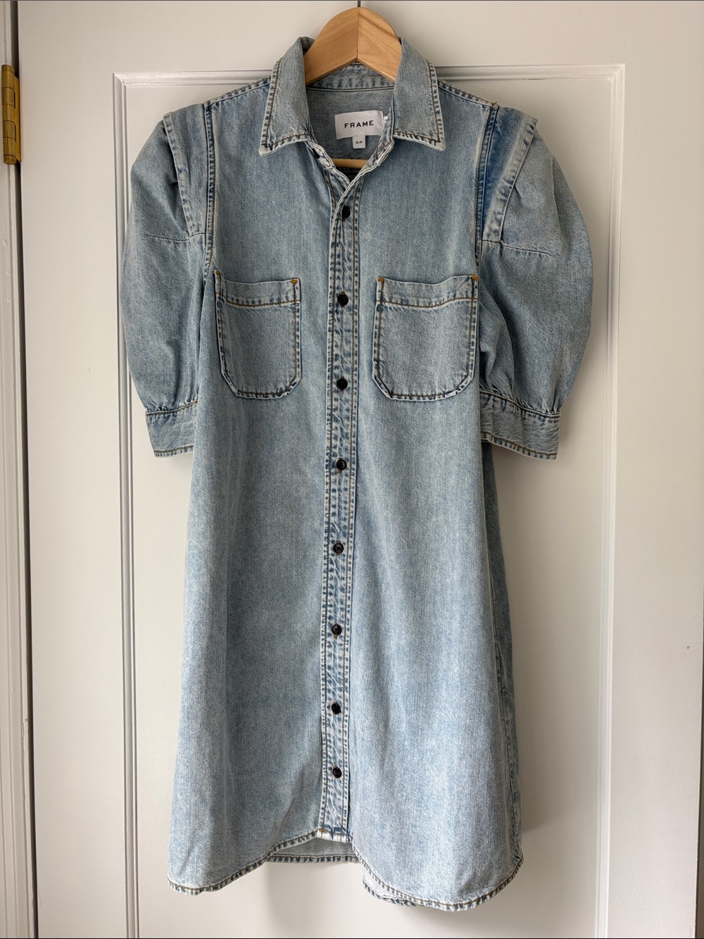 Frame Denim Light Blue Denim Button-Front Mini Dress